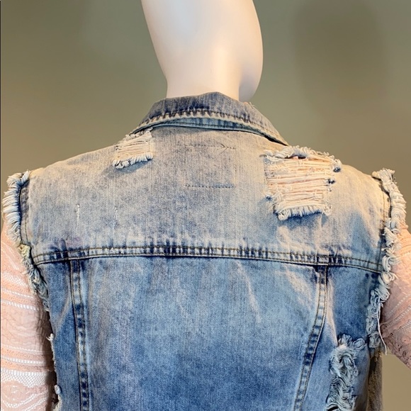 Zara Trafaluc Distressed Denim Vest, Like New - Picture 8 of 12